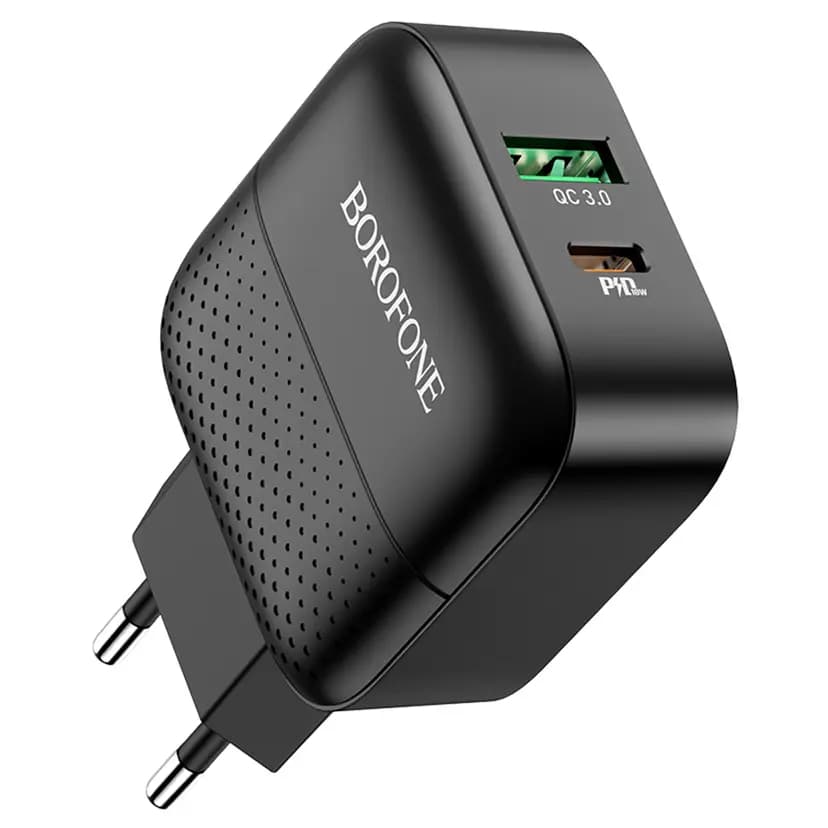 Адаптер сетевой - Borofone BA46A Premium 18W PD+QC3.0 (USB/Type-C) (black)  — фото 2