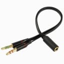 Адаптер 2x3.5 jack - 3.5 jack  (наушники папа+микрофон папа - совмещённый мама) - RockBox (21 см) (black)  — фото 2