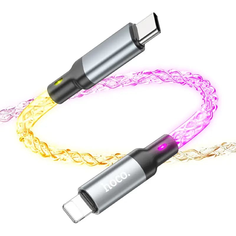 Кабель Type-C - Apple lightning - Hoco U112 Shine (100 см) (gray)  — фото 2