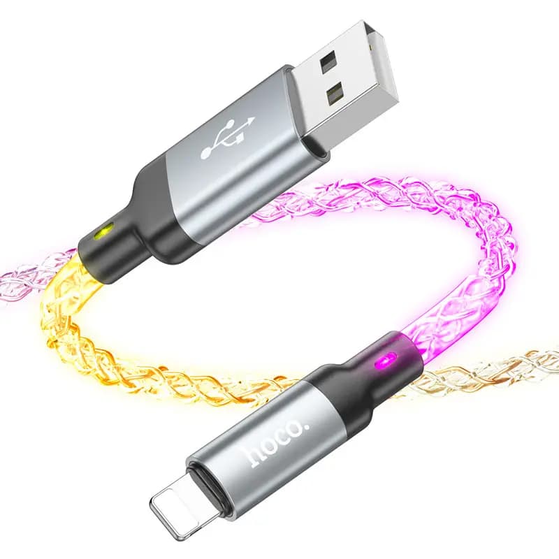 Кабель USB - Apple lightning - Hoco U112 Shine (100 см) (gray) — фото 2