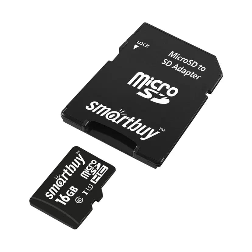 Флэш-накопитель MicroSD 16Gb с адаптером - Smartbuy (class 10) (black)  — фото 2