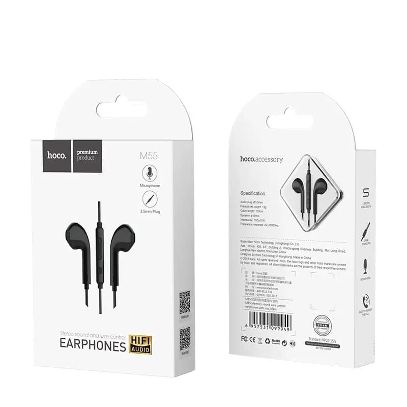 Наушники проводные 3.5 jack - Hoco M55 Memory sound (black) 
