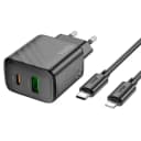 Адаптер сетевой - Hoco CS23A 30W PD+QC3.0 (USB/Type-C) + кабель Type-C - Apple lightning (black)  — фото 2