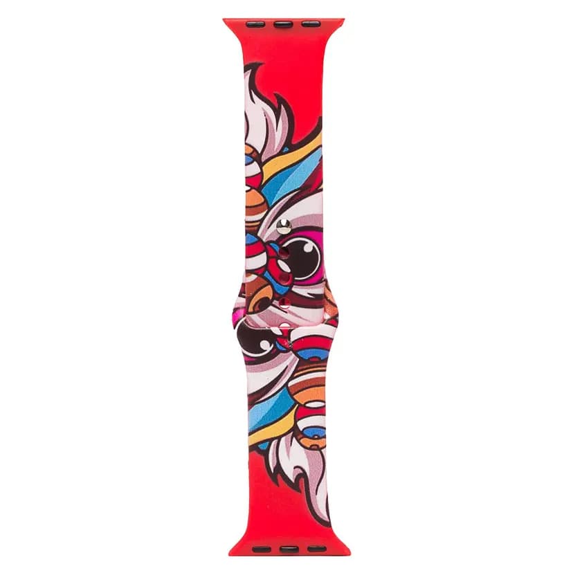 Ремешок на кнопке - Sport Band для Apple Watch 42/44/45/46/49 мм (L) (red/print 014) 