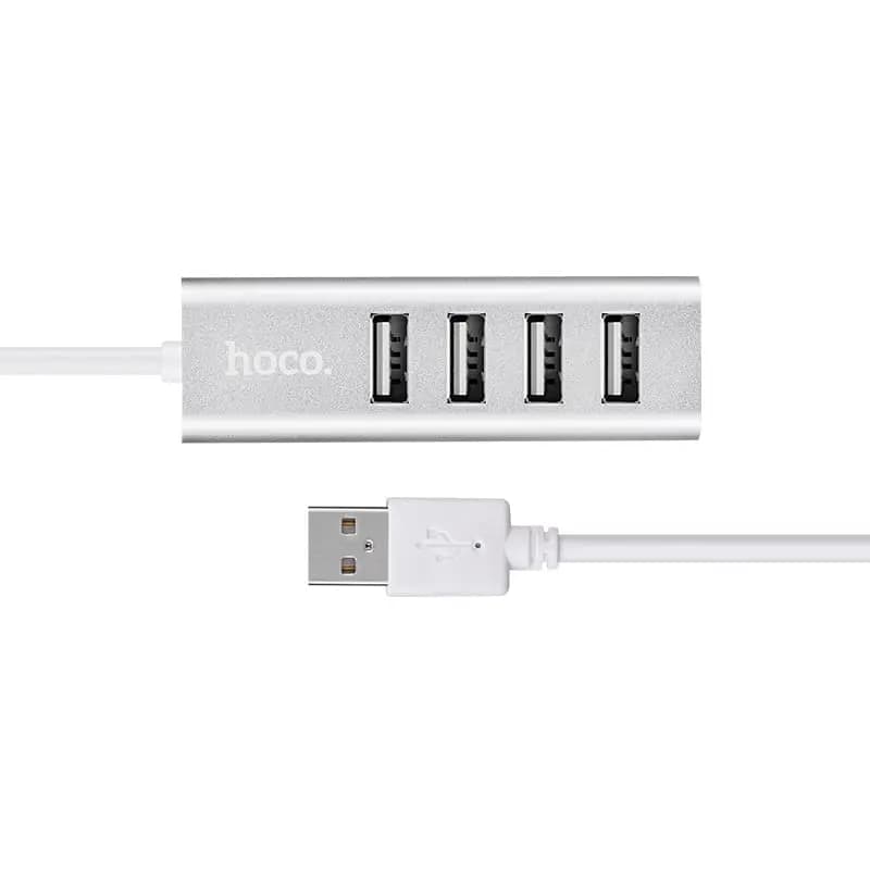 Хаб USB - 4 USB - Hoco HB1 (80 см) (silver)  — фото 2