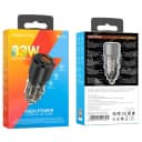 Адаптер автомобильный - Borofone BZ20A Smart 83W PD+QC3.0 (Type-C/USB) (black)  — фото 1