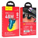 Адаптер автомобильный - Hoco Z50 Leader 48W PD+QC3.0 (Type-C/USB) (sapphire blue)  — фото 1