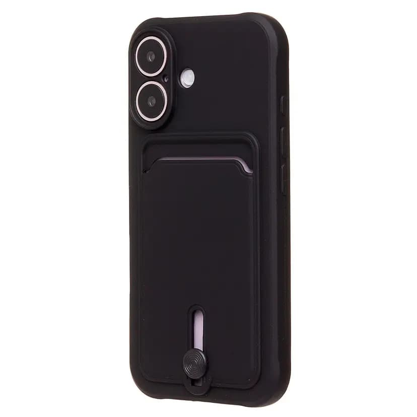 Чехол-накладка с картхолдером - SC304 для Apple iPhone 16 (black) 