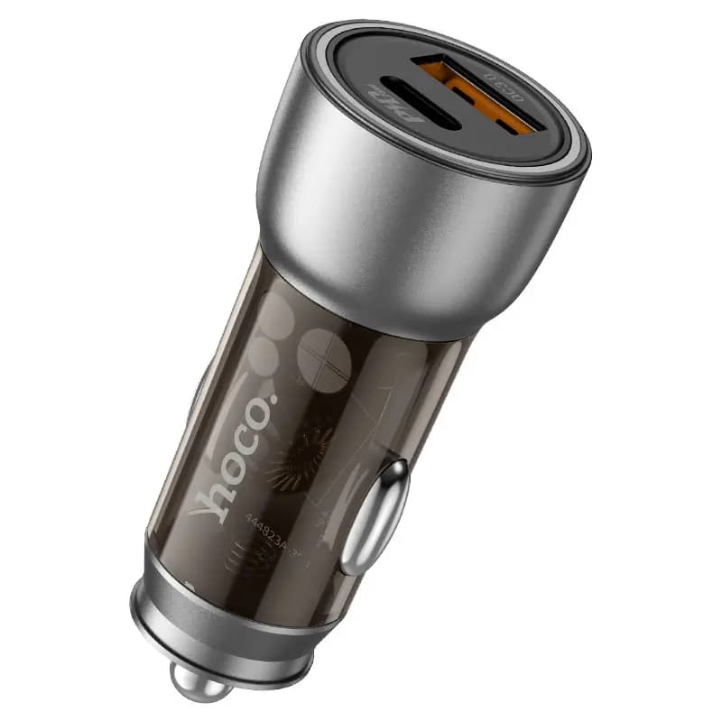 Адаптер автомобильный - Hoco NZ8 Sprinter 43W PD+QC3.0 (Type-C/USB) (black/brown) — фото 2