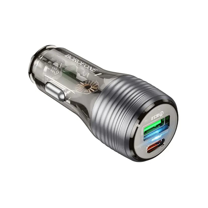 Адаптер автомобильный - Borofone BZ30 Absolute 48W PD+QC3.0 (USB/Type-C) (black)  — фото 2