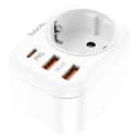 Адаптер сетевой - Hoco NS3 20W PD+QC3.0 (EU/Type-C/2xUSB) (white)  — фото 2