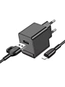 Адаптер сетевой - Borofone BAS11A Erudite 2.1A (USB) + кабель USB - Apple lightning (black)  — фото 2