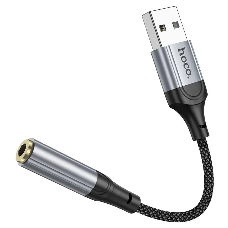 Адаптер USB - 3.5 jack - Hoco LS36 Fresh (grey)  — фото 2