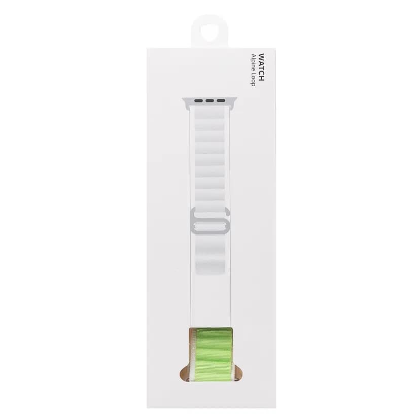 Ремешок на застёжке - Alpine Loop для Apple Watch 42/44/45/46/49 мм (white/light green) 