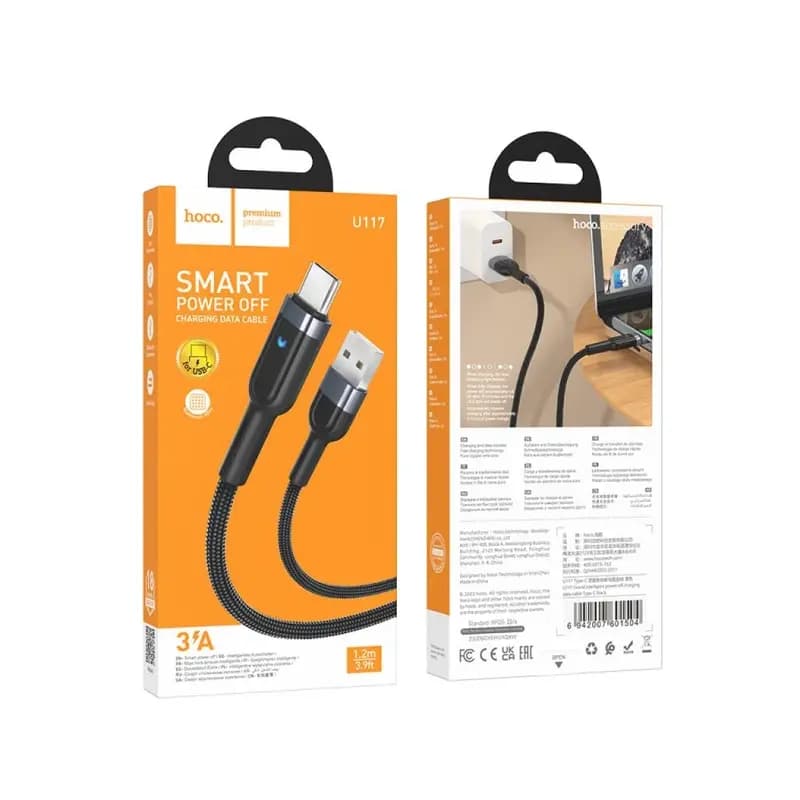 Кабель USB - Type-C - Hoco U117 Grand (120 см) (black)  — фото 2