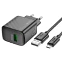 Адаптер сетевой - Hoco CS21A Rich 18W QC3.0 (USB) + кабель USB - Micro-USB (black)  — фото 2