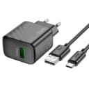 Адаптер сетевой - Hoco CS21A Rich 18W QC3.0 (USB) + кабель USB - Type-C (black)  — фото 2