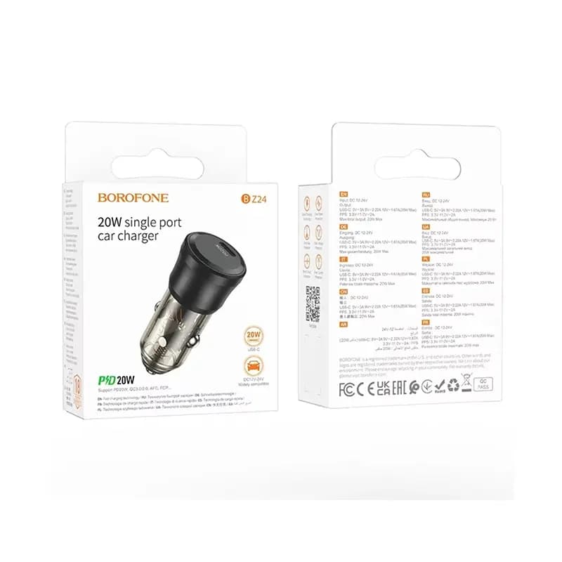 Адаптер автомобильный - Borofone BZ24 Clever 20W PD+QC3.0 (Type-C) (black)