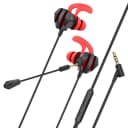 Наушники проводные 3.5 jack - Hoco M105 Sharp retractable mic (black/red)  — фото 2