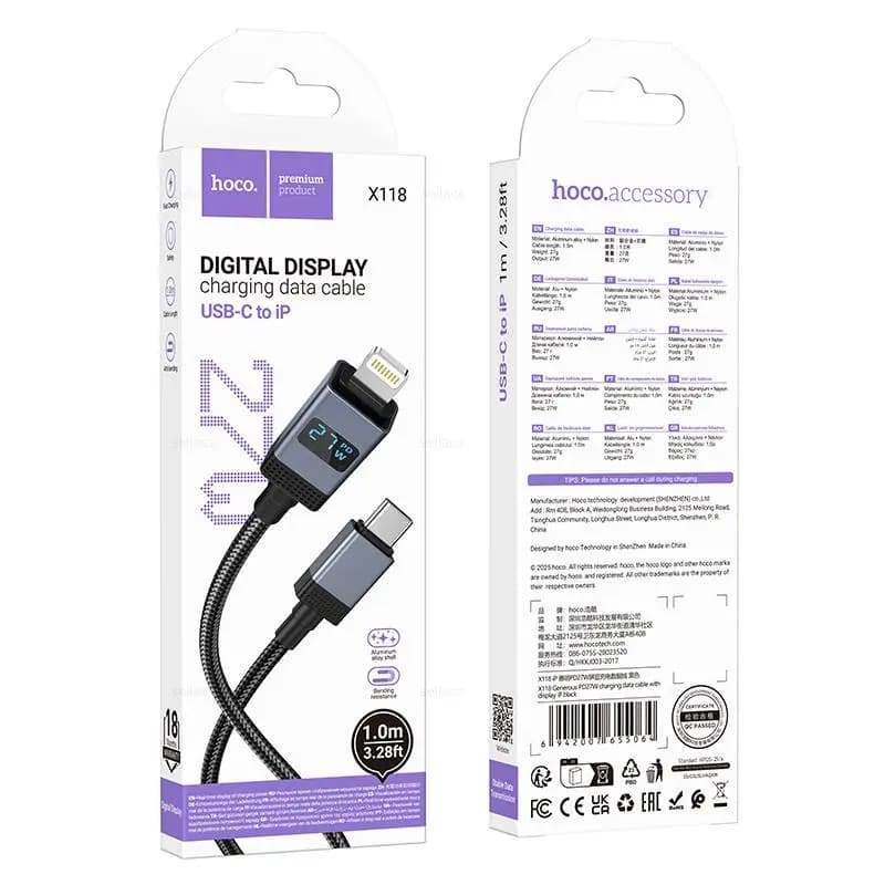 Кабель Type-C - Apple lightning - Hoco X118 (100 см) (black) 