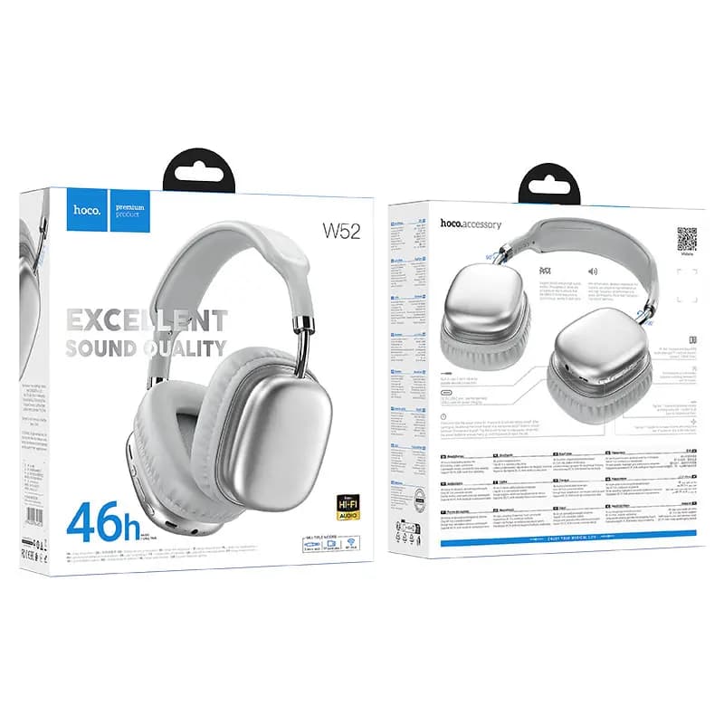 Наушники беспроводные полноразмерные - Hoco W52 Wonderful (silver) 
