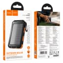 Внешний аккумулятор 8000mAh - Hoco J164 Platinum solar 2.0A (Type-C/2xUSB/Solar Panel) (black/orange)  — фото 1