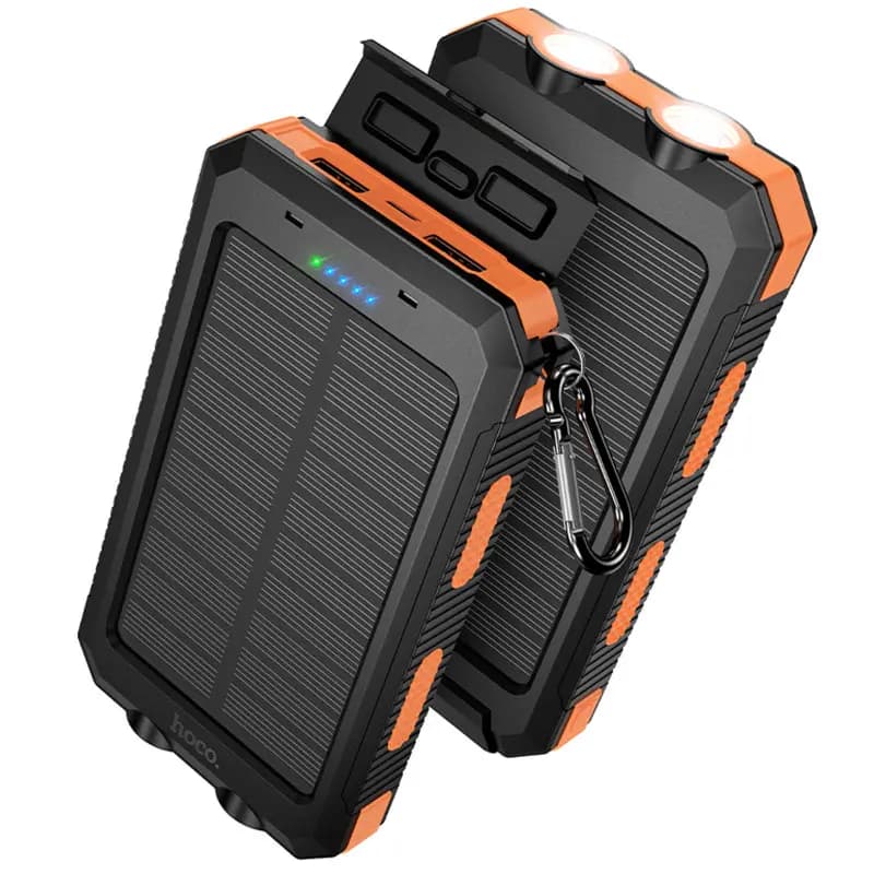 Внешний аккумулятор 8000mAh - Hoco J164 Platinum solar 2.0A (Type-C/2xUSB/Solar Panel) (black/orange) — фото 2