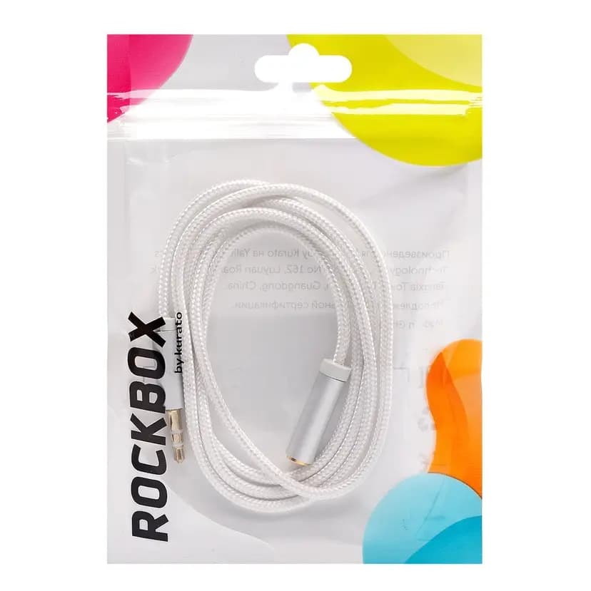 Кабель 3.5 jack - 3.5 jack (папа-мама) - RockBox RC-MM4 (100 см) (white)