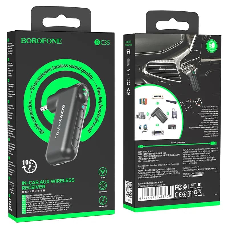 Bluetooth-адаптер 3.5 jack - Borofone BC35 Wideway (Type-C) (black) 