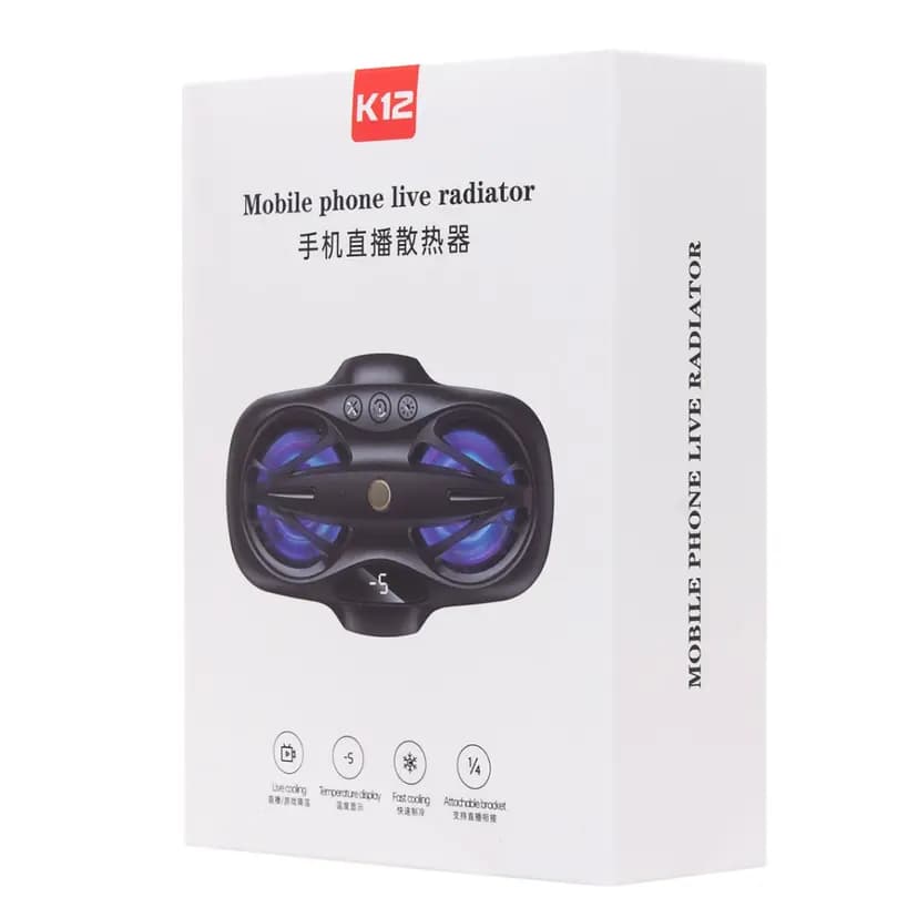 Вентилятор портативный игровой зажимной - K12 Double RGB (Type-C) (black) 