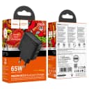 Адаптер сетевой - Hoco CS63A Bright 65W PD+QC3.0 (Type-C/USB) (black)  — фото 1