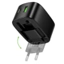 Адаптер сетевой - Hoco CS101A 20W PD+QC3.0 (Type-C/USB) (black)  — фото 2