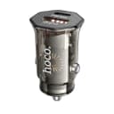Адаптер автомобильный - Hoco DZ16 30W PD+QC3.0 (Type-C/USB) (transparent/carbon)  — фото 2