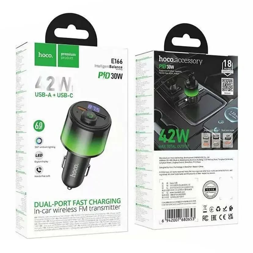 FM-модулятор - Hoco E166 Path FM 42W PD+QC3.0 (Type-C/USB) (black) 