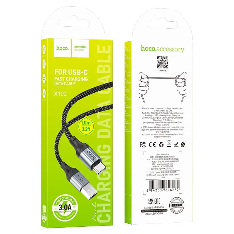 Кабель USB - Type-C - Hoco X102 (100 см) (black) 