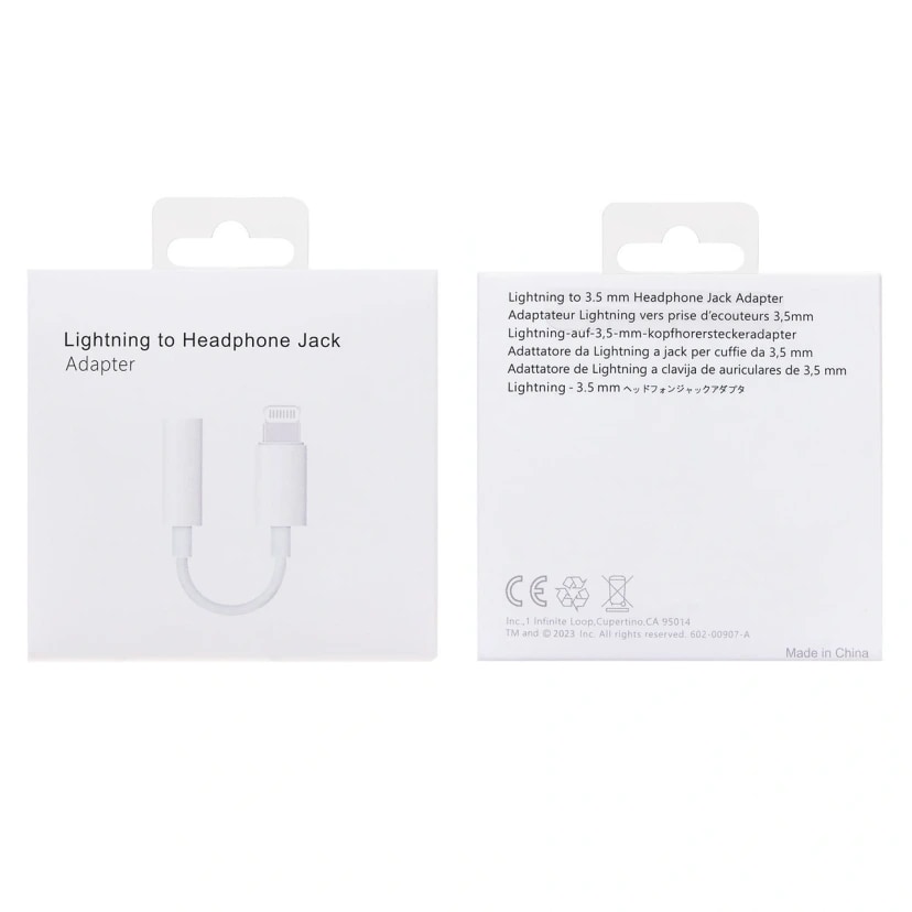 Адаптер Apple lightning - 3.5 jack - L01 (7 см) (white)  — фото 2