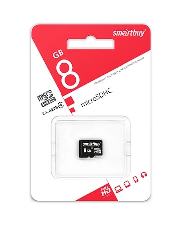 Флэш-накопитель MicroSD 8Gb без адаптера - Smartbuy (class 10) (black) 