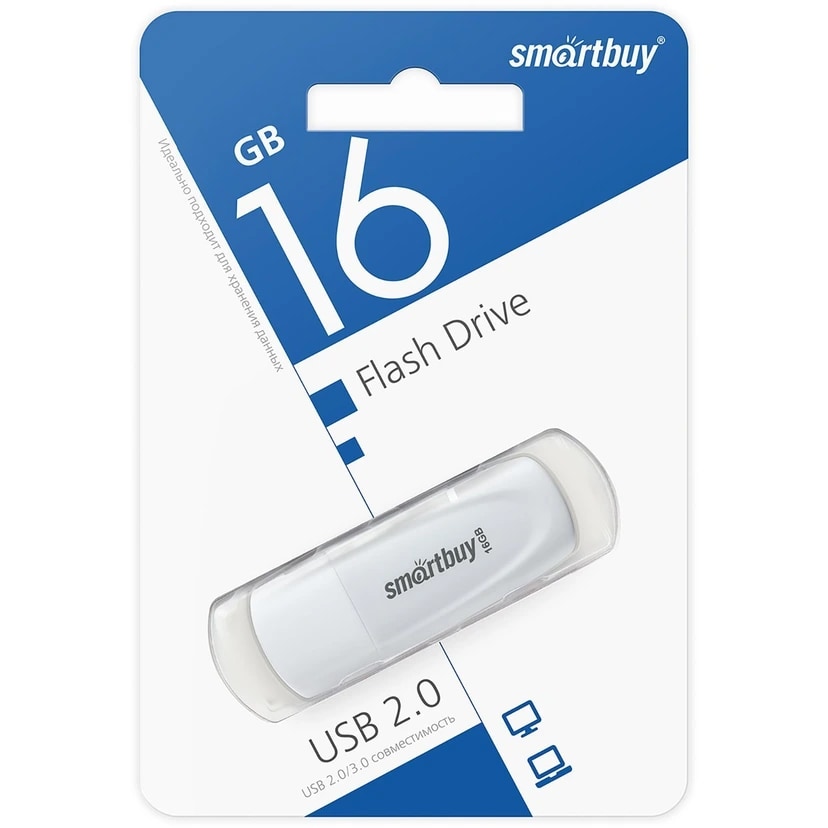 Флэш-накопитель USB 16Gb - Smartbuy Scout (white) 