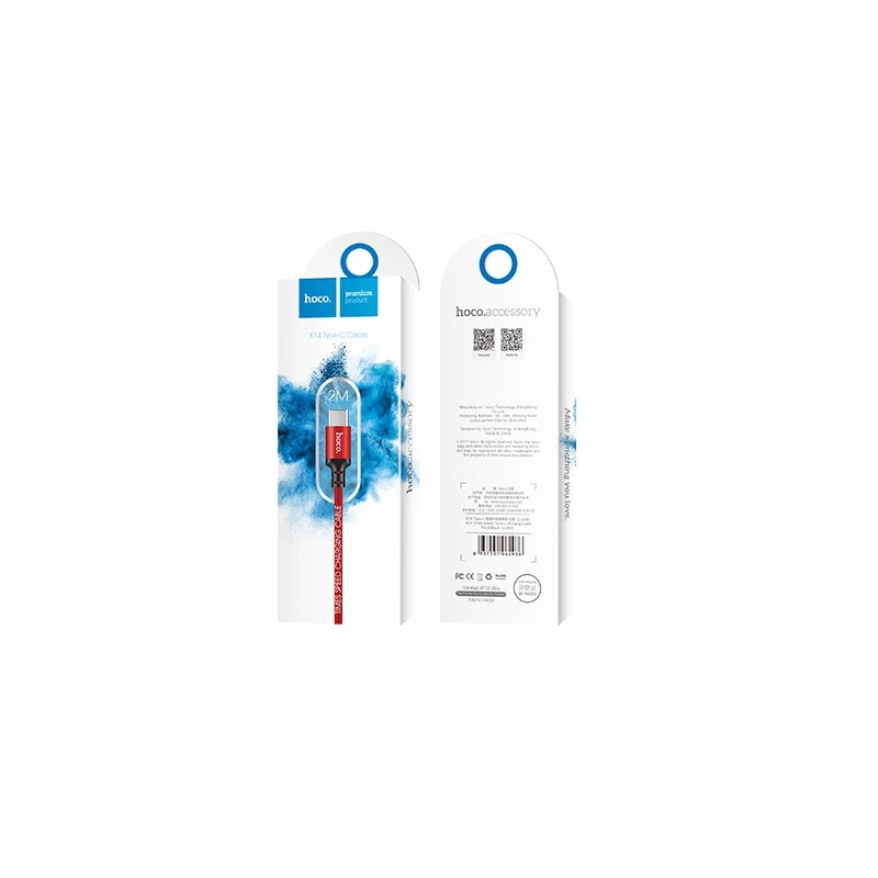 Кабель USB - Type-C - Hoco X14 Times Speed (200 см) (red/black) 