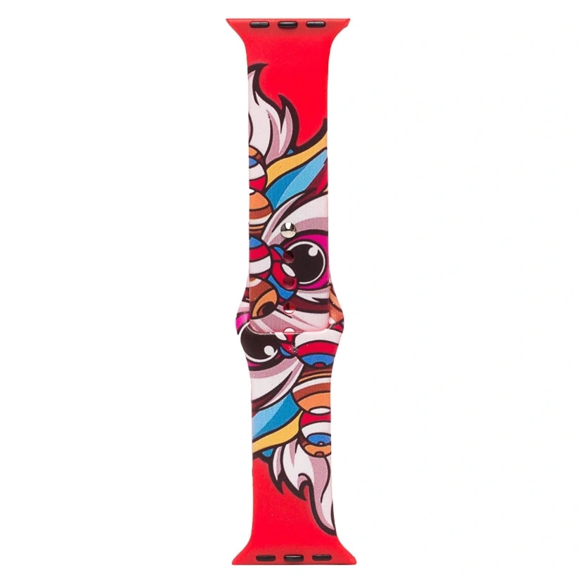 Ремешок на кнопке - Sport Band для Apple Watch 42/44/45/46/49 мм (L) (red/print 014) 