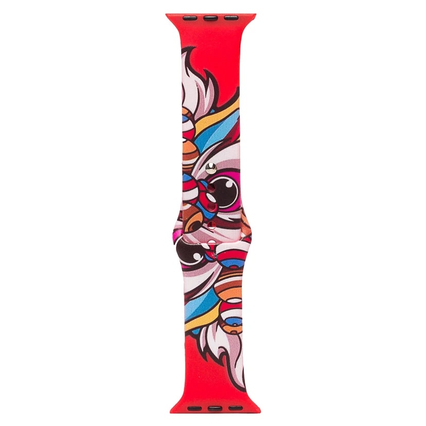 Ремешок на кнопке - Sport Band для Apple Watch 42/44/45/46/49 мм (L) (red/print 014) 