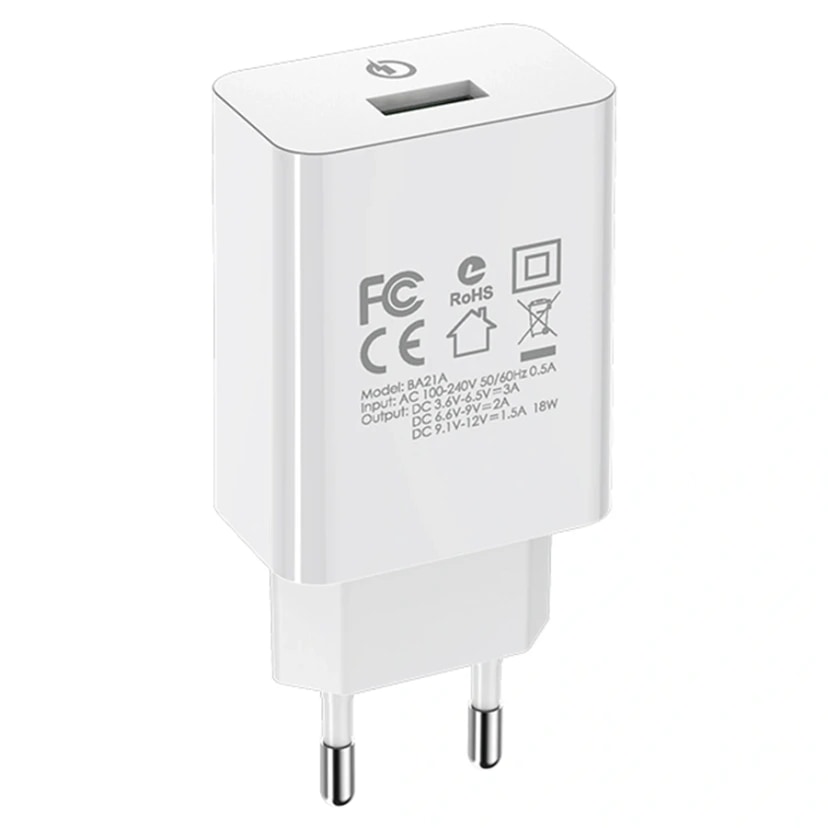 Адаптер сетевой - Borofone BA21A Long 18W QC3.0 (USB) (white) 