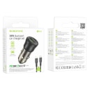 Адаптер автомобильный - Borofone BZ25 Journey 38W PD+QC3.0 (Type-C/USB) + кабель Type-C - Apple lightning (transparent black)  — фото 1