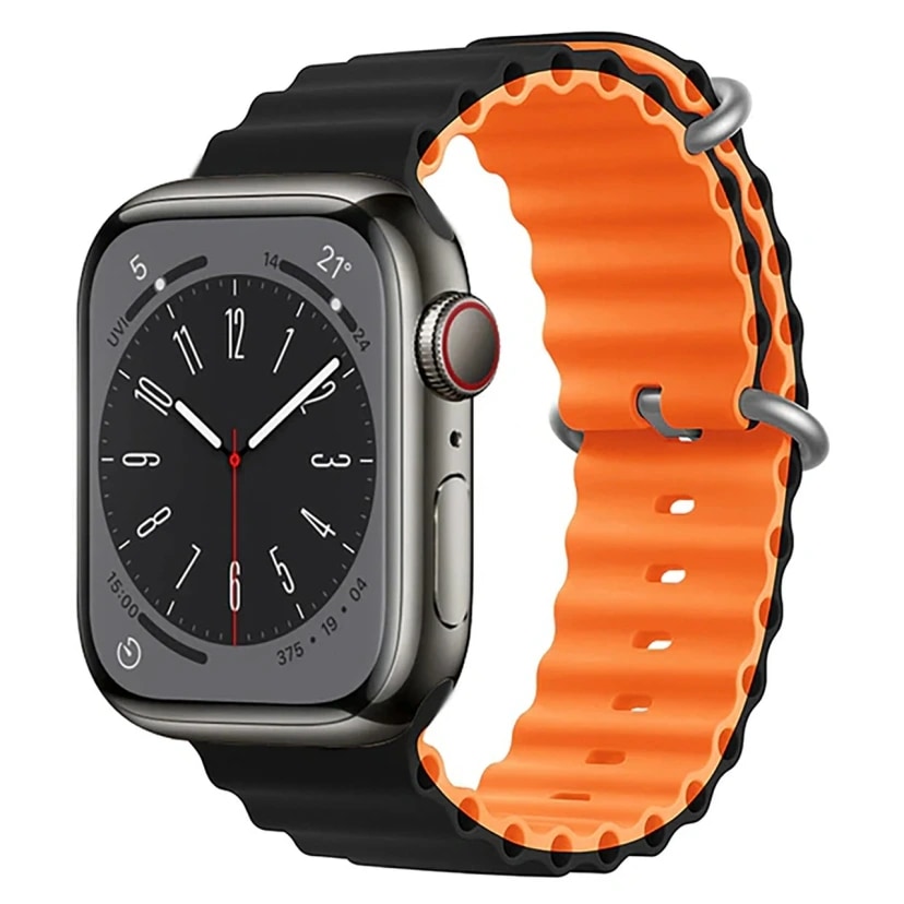 Ремешок на застёжке - WB26 Ocean Band для Apple Watch 42/44/45/46/49 мм (black/orange) 