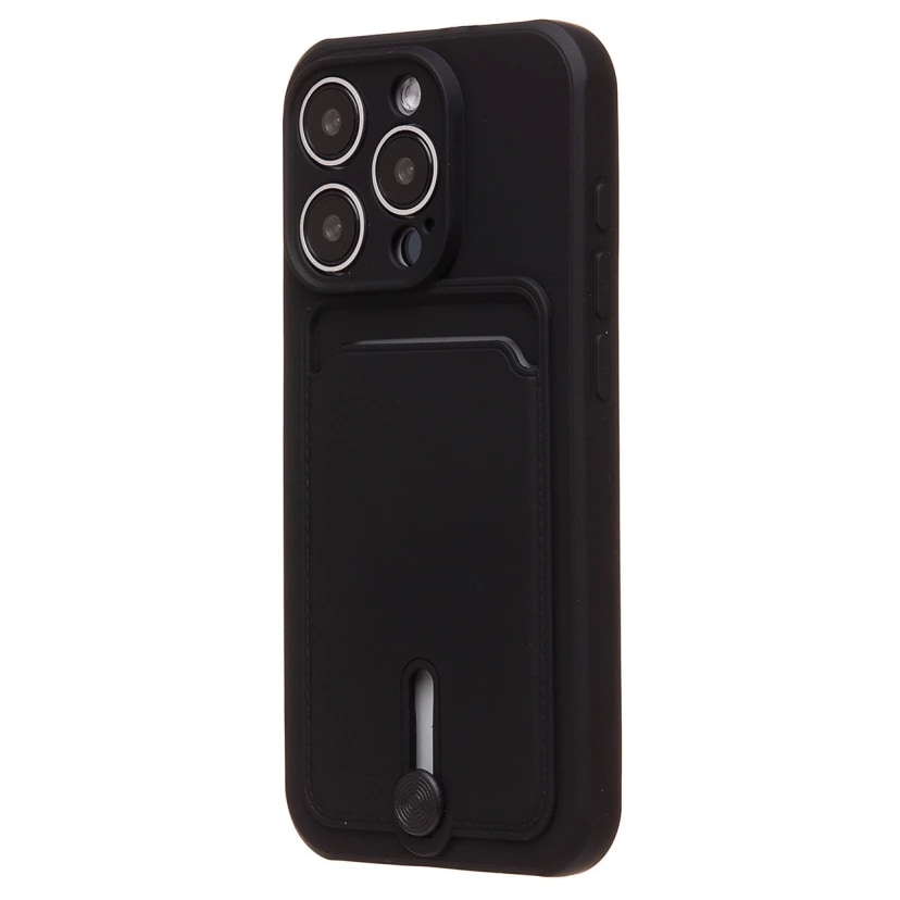 Чехол-накладка с картхолдером - SC304 для Apple iPhone 15 Pro (black) 