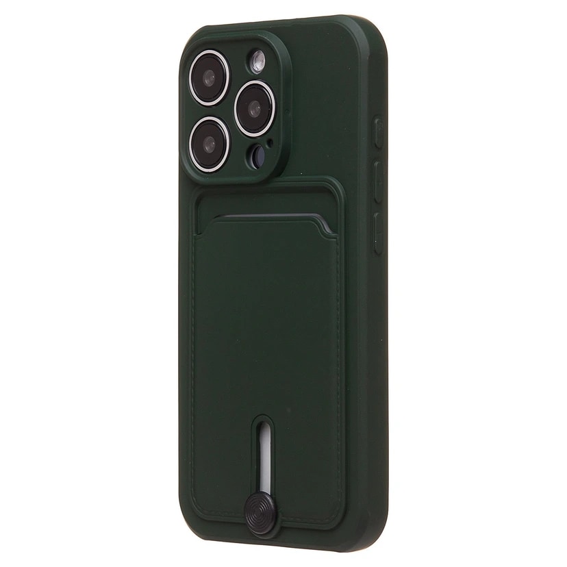 Чехол-накладка с картхолдером - SC304 для Apple iPhone 15 Pro (dark green) 