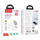 Адаптер сетевой - Hoco NS3 20W PD+QC3.0 (EU/Type-C/2xUSB) (white)  — фото 2
