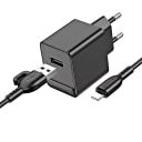 Адаптер сетевой - Borofone BAS11A Erudite 2.1A (USB) + кабель USB - Apple lightning (black)  — фото 1