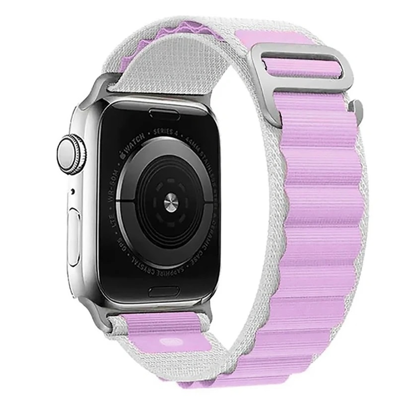 Ремешок на застёжке - Alpine Loop для Apple Watch 42/44/45/46/49 мм (white/light violet) 