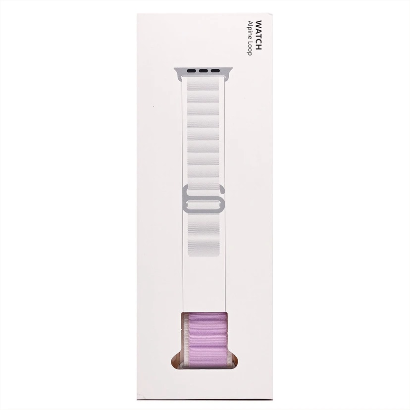 Ремешок на застёжке - Alpine Loop для Apple Watch 42/44/45/46/49 мм (white/light violet) 